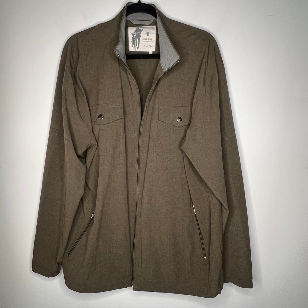 Linksoul Olive Zip Windbreaker Jacket Size XL - Picture 2 of 7